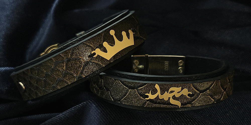 دستبند چرم و طلا